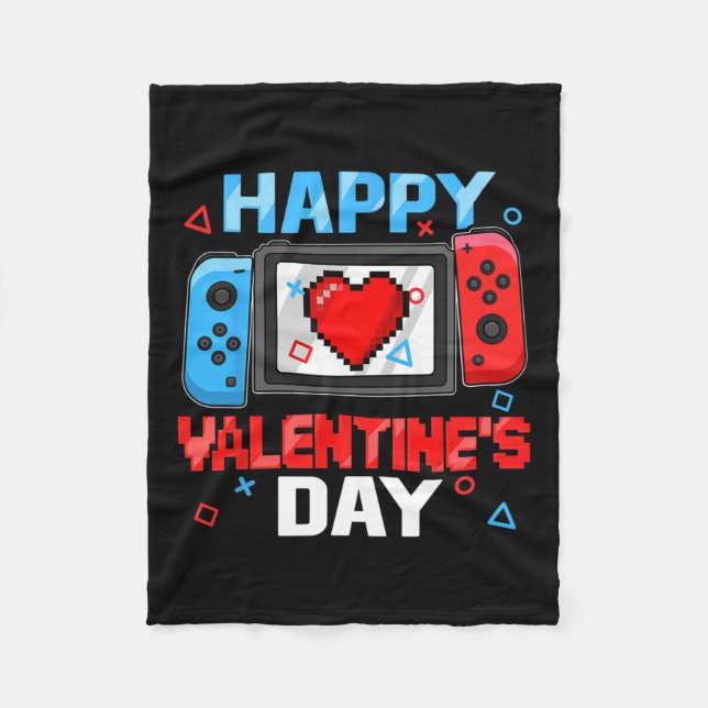 Valentines Day Controller Video Game Heart Boy Tod Fleece Blanket (Front)