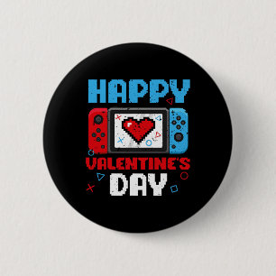 Valentines Day Controller Video Game Heart Boys Pa 6 Cm Round Badge