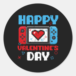 Valentines Day Controller Video Game Heart Boys Pa Classic Round Sticker