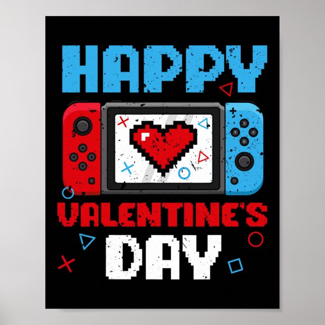 Valentines Day Controller Video Game Heart Boys Pa Poster (Front)