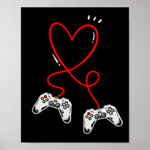 Valentines Day Controllers Heart Video Game Gamer  Poster