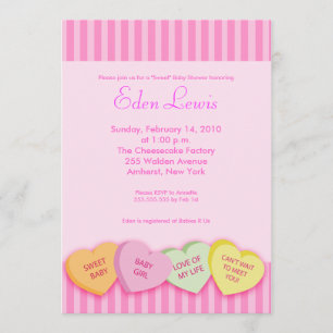 Valentines Day Conversation Heart Baby Shower Invitation