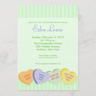 Valentines Day Conversation Heart Baby Shower Invitation