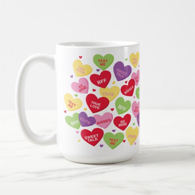Valentine's day conversation hearts mug (Left)