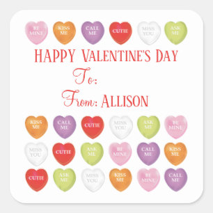 Valentine's Day Conversation Hearts To From Cute  Square Sticker