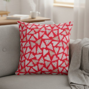 Valentine's Day Cookie Hearts watercolor  Cushion