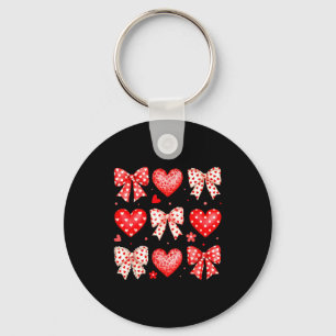 Valentines Day Coquette Bow Hearts Leopard Women G Key Ring