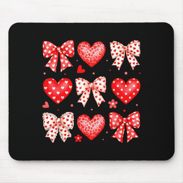 Valentines Day Coquette Bow Hearts Leopard Women G Mouse Mat (Front)