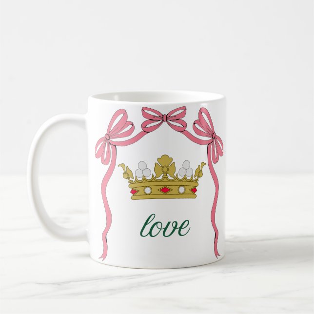 Valentine's Day Coquette Heart Bow Valentine's Coffee Mug (Left)