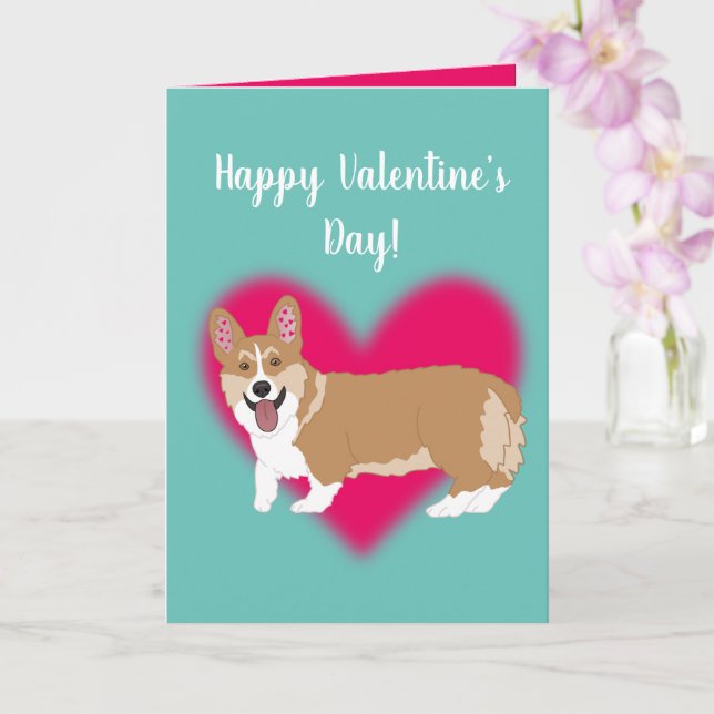 Valentines Day Corgi  Card (Orchid)