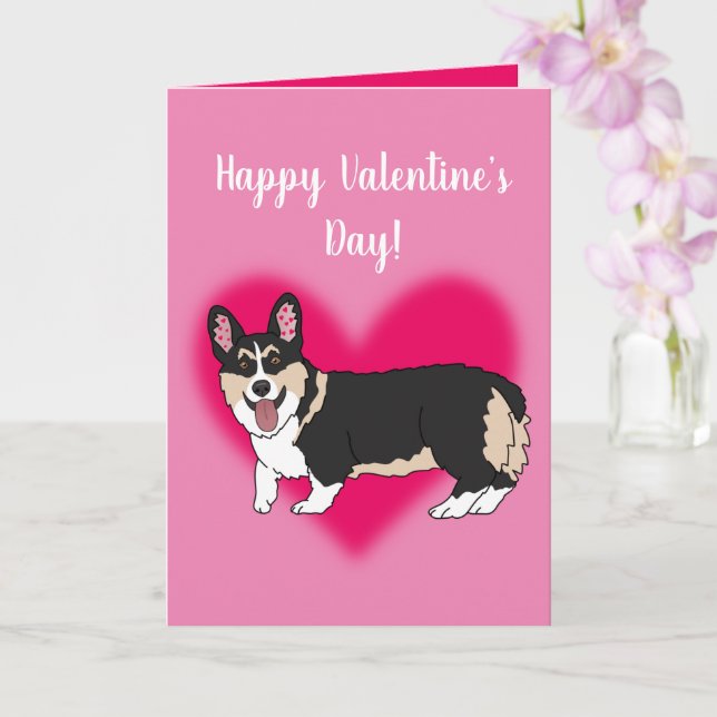 Valentines Day Corgi  Card (Orchid)