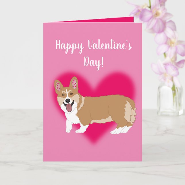 Valentines Day Corgi  Card (Orchid)