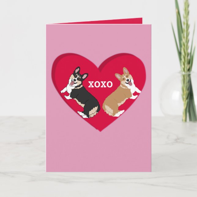 Valentines Day Corgi Holiday Card (Front)