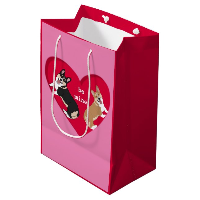 Valentines Day Corgi  Medium Gift Bag (Front Angled)