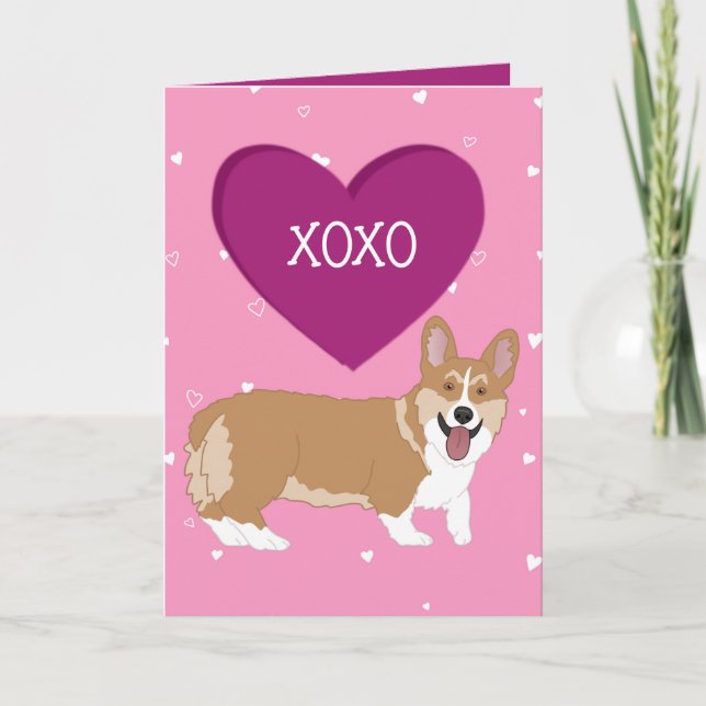 Valentines Day Corgi XOXO Thank You Card (Front)