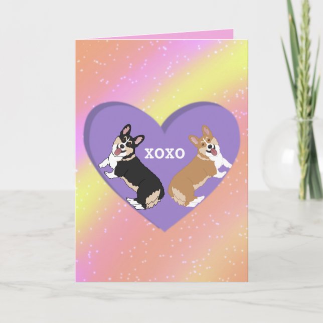 Valentines Day Corgi XOXO  Thank You Card (Front)