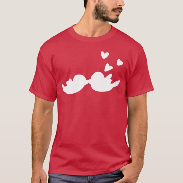 Valentines day couple bird hearts love friend T-Shirt (Front)