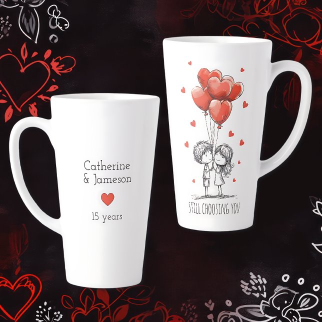 Valentines Day Couples Custom Anniversary Latte Mug (Creator Uploaded)