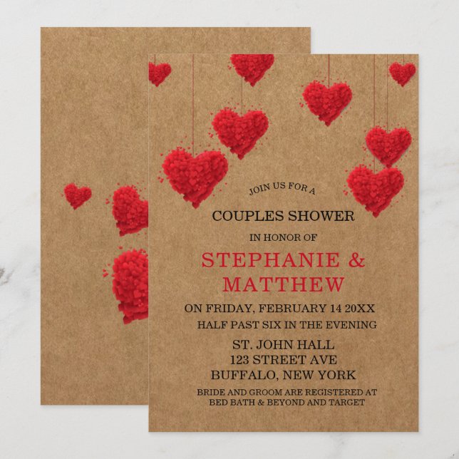 Valentine's Day Couples Shower Invitation (Front/Back)