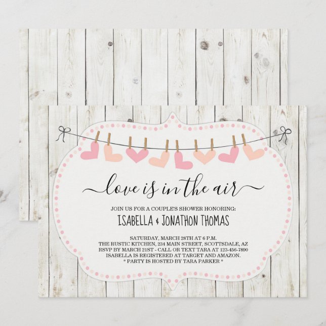Valentines Day Couple's / Wedding / Bridal Shower Invitation (Front/Back)