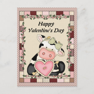 Valentine's Day Cow Postcard