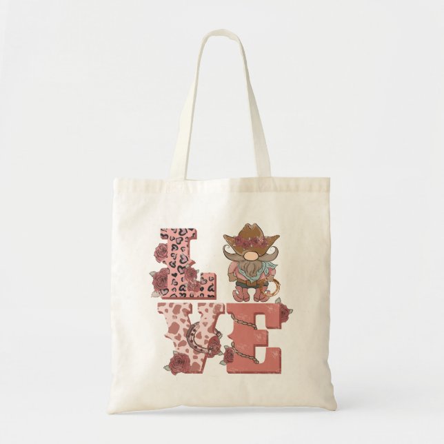 Valentine's Day Cowboy Gnome Tote Bag (Front)