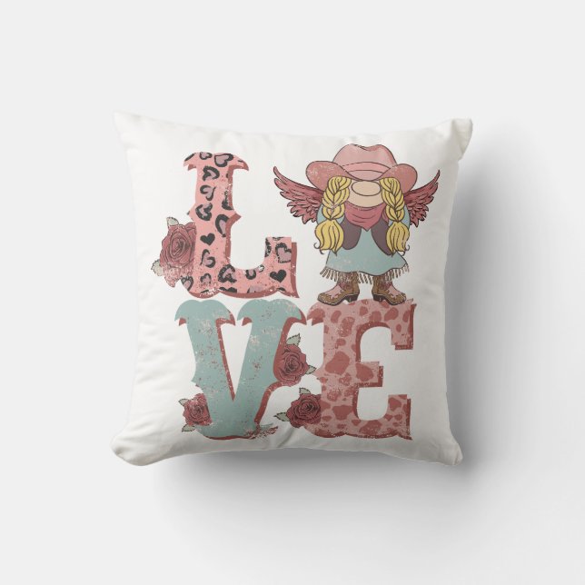 Valentine's Day Cowgirl Love Cushion (Front)