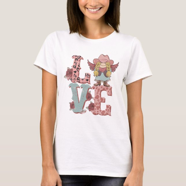 Valentine's Day Cowgirl Love T-Shirt (Front)