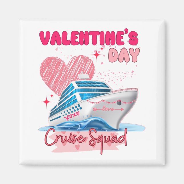 Valentine's Day Cruise Squad Vacation Group Matchi Magnet (Front)