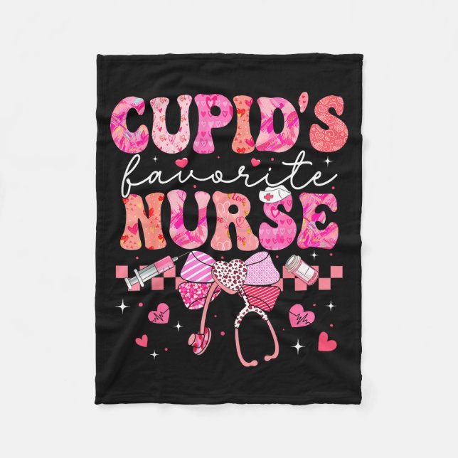 Valentines Day Cud’s Favorite Nurse Heart Girl Wom Fleece Blanket (Front)