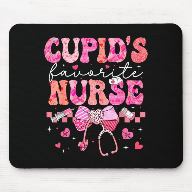 Valentines Day Cud’s Favorite Nurse Heart Girl Wom Mouse Mat (Front)