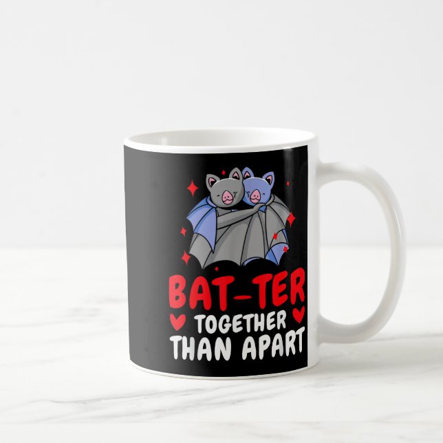Valentine's Day Cuddling Cute Bats Couple Bat Vale Coffee Mug (Right)