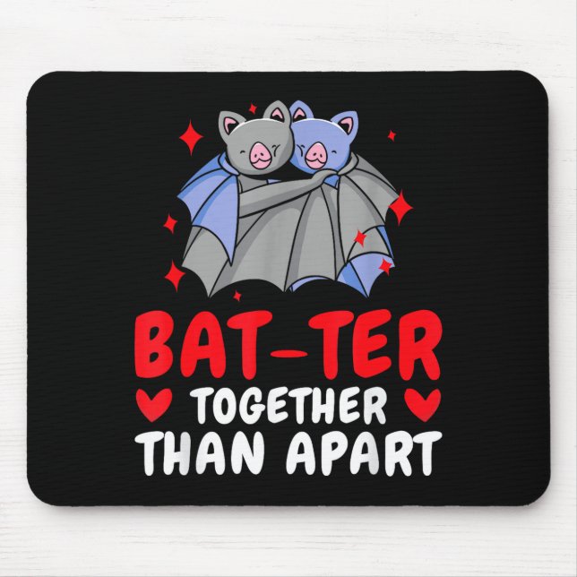 Valentine's Day Cuddling Cute Bats Couple Bat Vale Mouse Mat (Front)