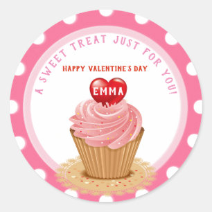 Valentine's Day Cupcake Classic Round Sticker