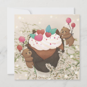Valentine's Day: Cupcake & Teddy Bears Holiday Card