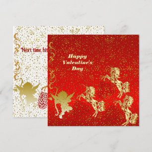 Valentines Day Cupid Gold Sparkle Romantic Card