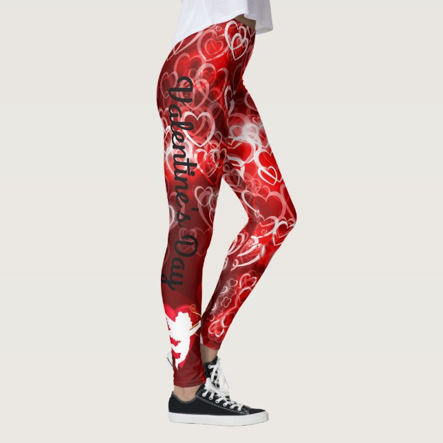 Valentine's Day Cupid Hearts Leggings Yoga Pants (Right)