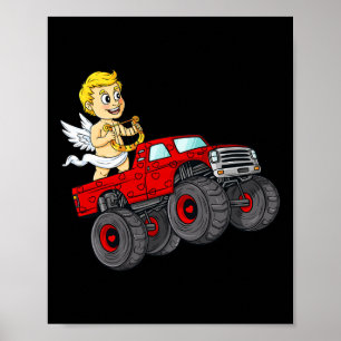 Valentines Day Cupid Riding Monster Truck Fun Todd Poster