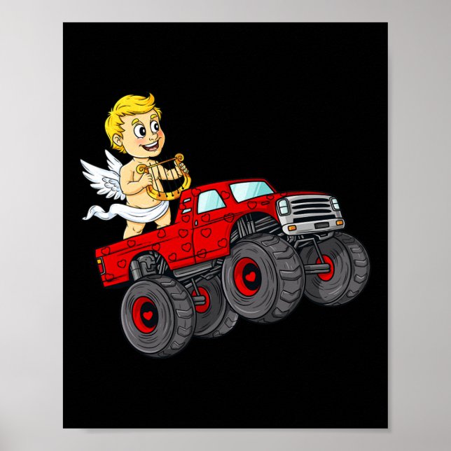 Valentines Day Cupid Riding Monster Truck Fun Todd Poster (Front)