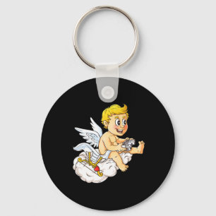 Valentines Day Cupid Video Gamer Controller Boys K Key Ring