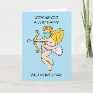 Valentine's Day Cupid Wearing a Face Mask Card