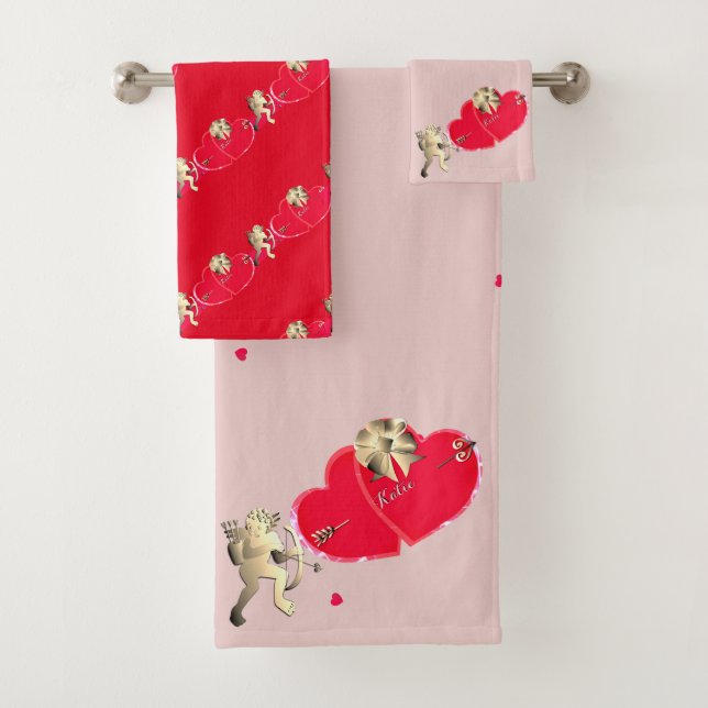 Valentine's Day Cupid's Hearts Bath Towel Set (Insitu)