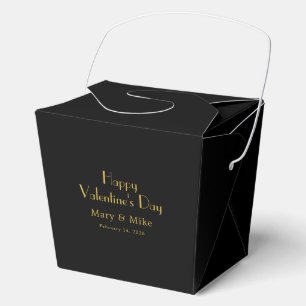 Valentine's Day Custom Name Solid Black Take Out Favour Box