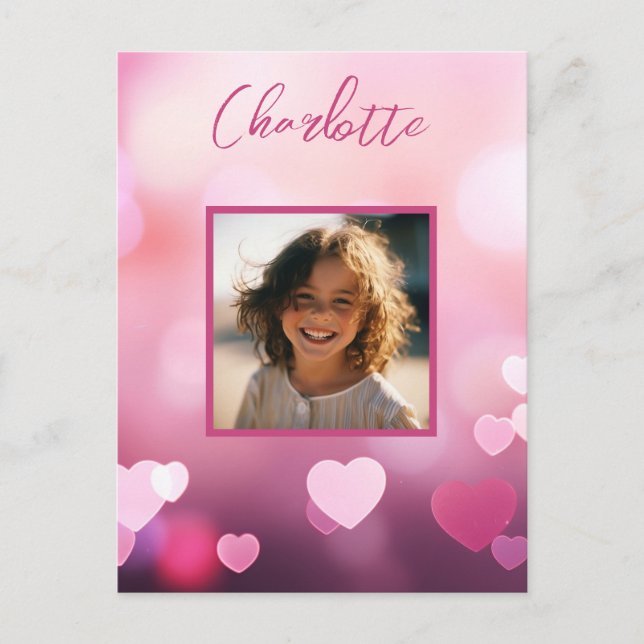 Valentine's Day Custom Photo and Personalised Name Postcard (Front)