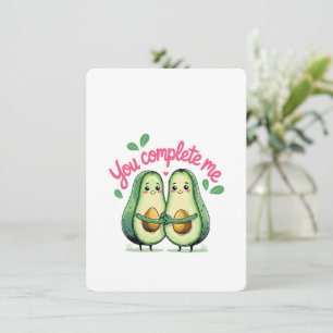 Valentine's Day Cute Avocado You Complete Me Holiday Card