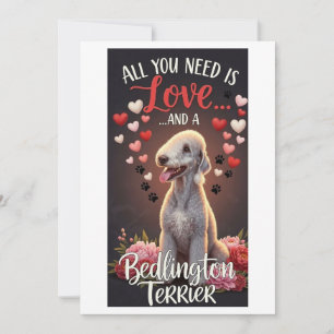 Valentine's Day Cute Bedlington Terrier Photo Holiday Card