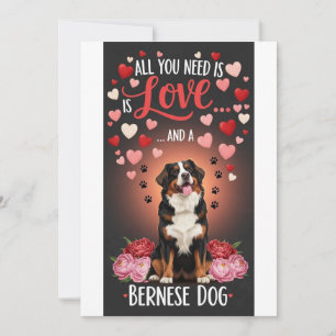Valentine's Day Cute bernese dog Photo cuddle Holiday Card