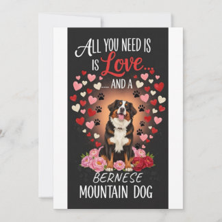 Valentine's Day cute bernese mountain dog Photo   Holiday Card