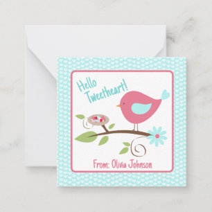 Valentine's Day Cute Birdie Hello Tweetheart Fun Card