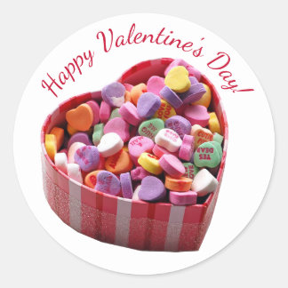 Valentine's Day Cute Candy Hearts Classic Round Sticker